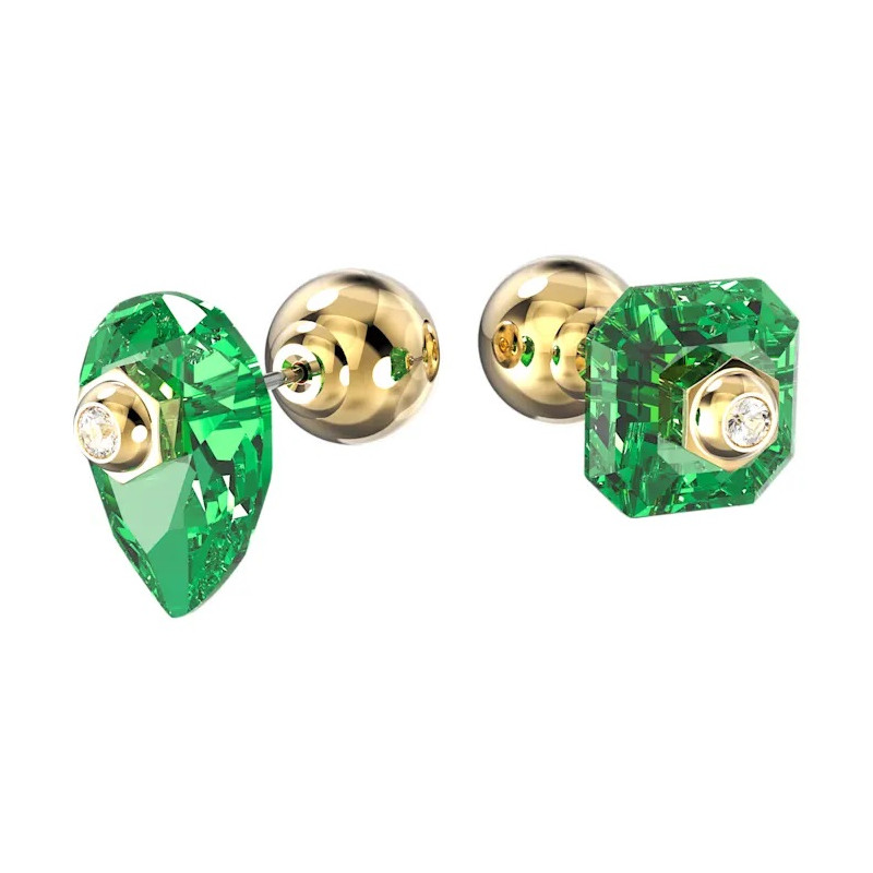 NUMINA PIN EARRINGS GREEN GOLD TONE PLATED 5615529