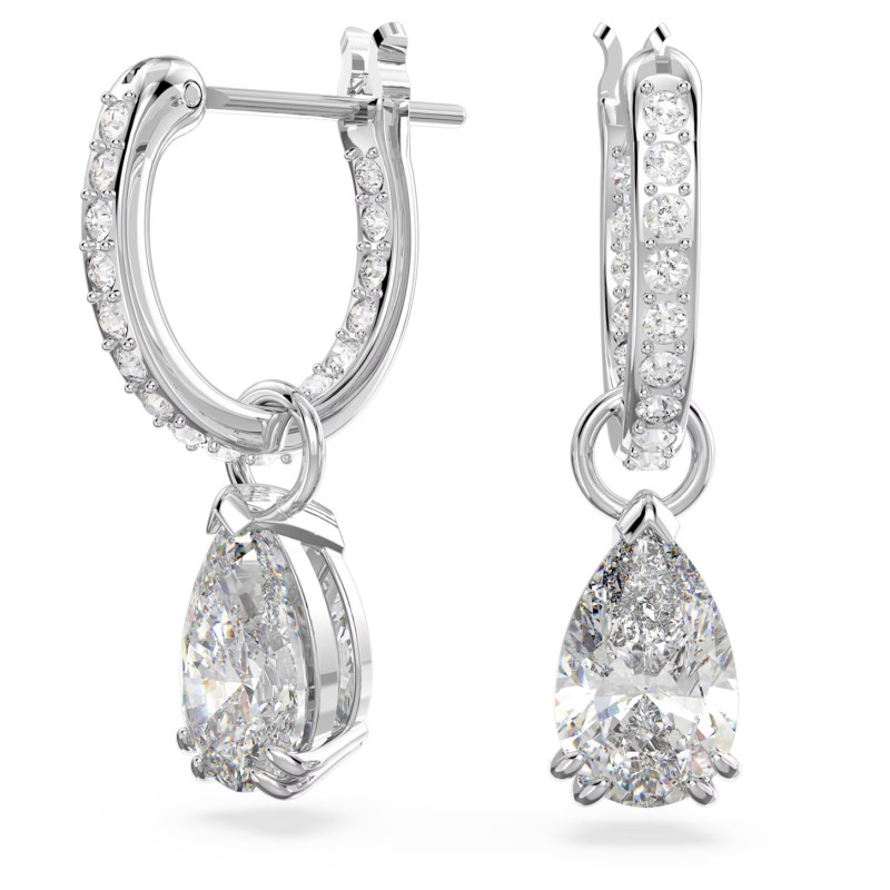 STILLA PIERCED EARRINGS WHITE, RHODIUM PLATE 5636716