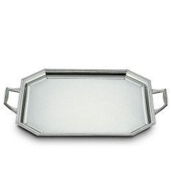 SILVER RECTANGULAR TRAY WITH HANDLE MOD. OCTAGONAL 45X34 04251/0245