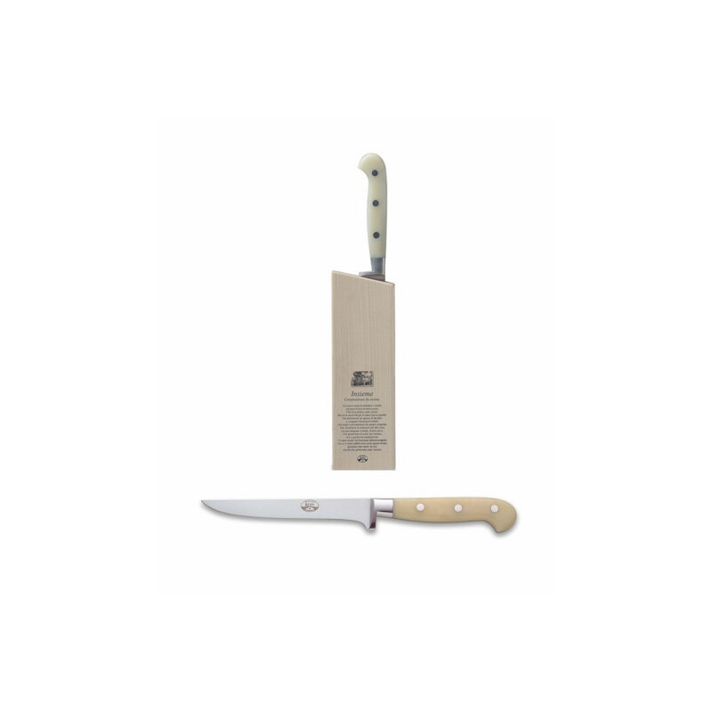 BONING KNIFE WHITE HANDLE WITH BLOCK 9898