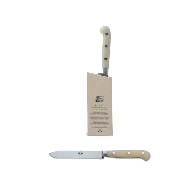 TOMATO KNIFE WHITE HANDLE WITH BLOCK 9908