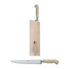 FISH KNIFE WITH WHITE HANDLE AND BLOCK 9915