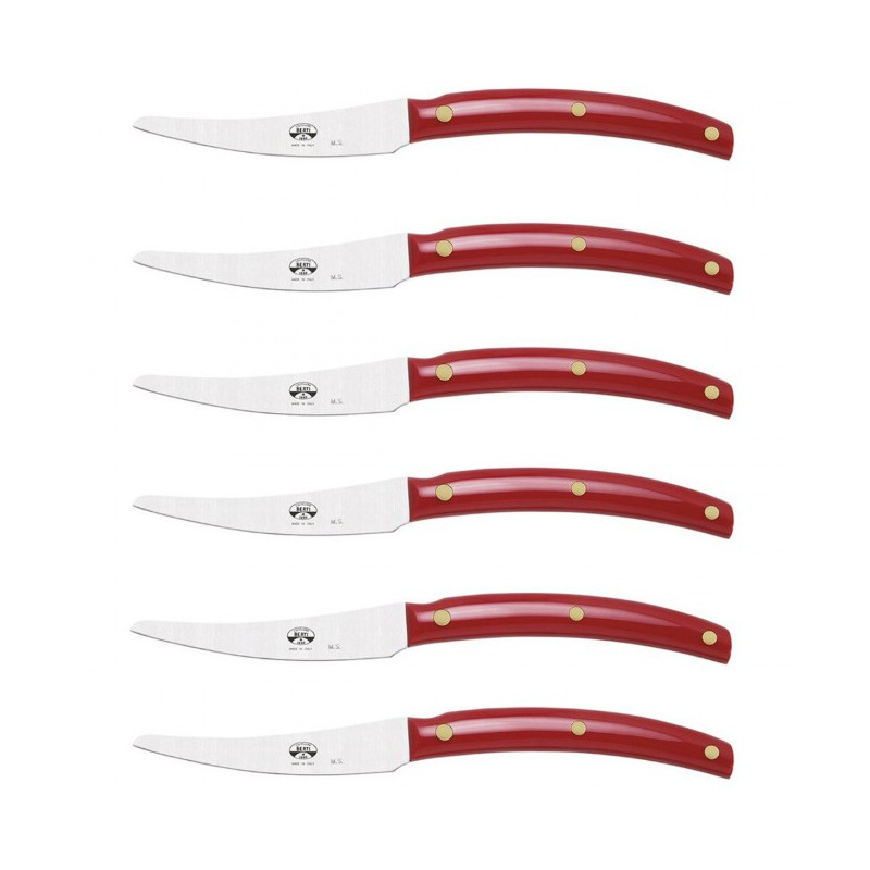 SET 6 COLTELLI TAVOLA MANICO ROSSO 619 CONVIVIO NUOVO