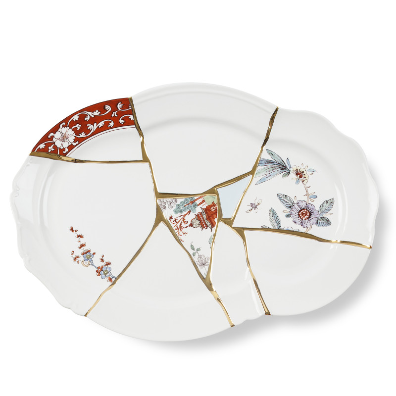 42 CM OVAL TRAY, KINTSUGI 09655