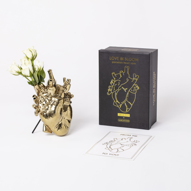 SELETTI vaso a forma di cuore LOVE IN BLOOM GLASS trasparente