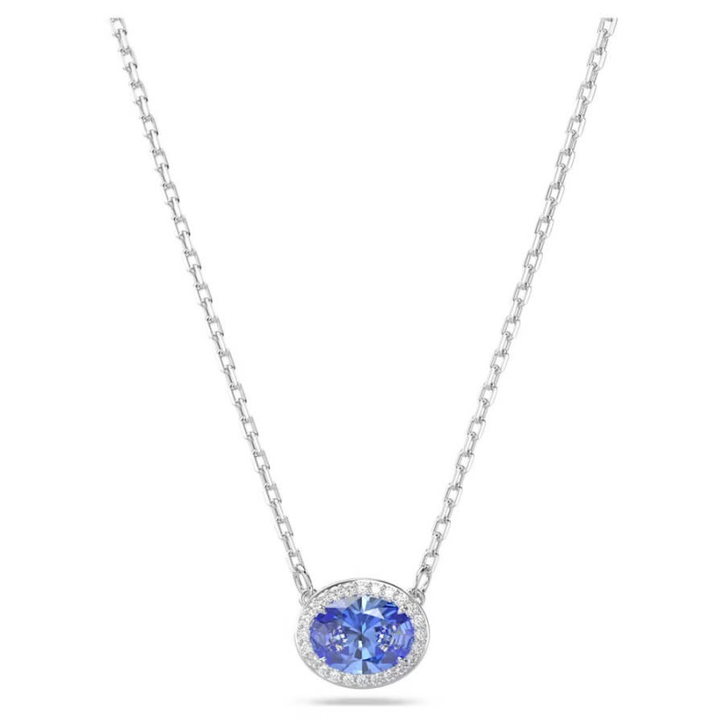 UNA NECKLACE, OVAL CUT, BLUE, RHODIUM PLATED 5671809