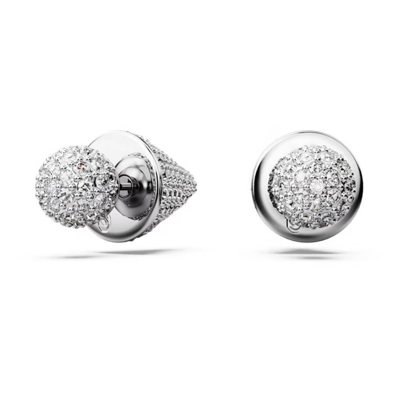 SUBLIMA LUNA PIERCED EARRINGS, WHITE, RHODIUM PLATED 5662284