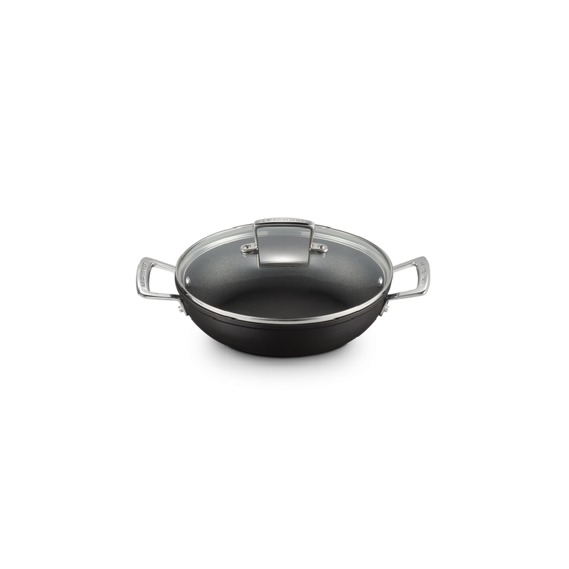 TOUGHENED NON-STICK SHALLOW CASSEROLE WITH GLASS LID