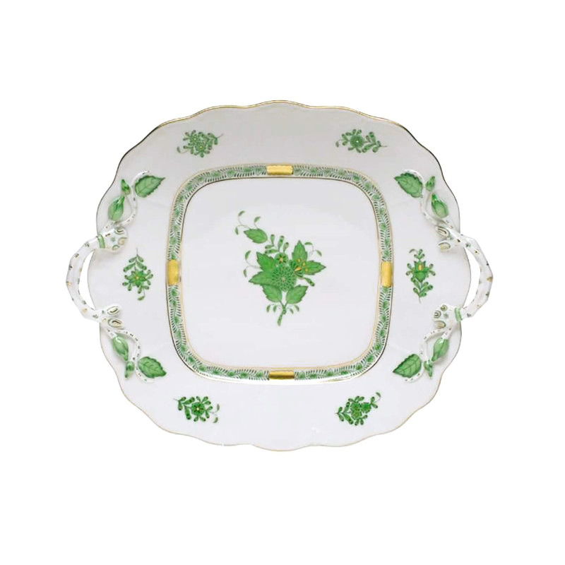 PIATTO TORTA QUADRATO 28 X 24,5 CM APPONYI VERDE AV 1430