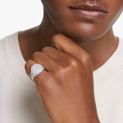 METEORA COCKTAIL RING, WHITE, RHODIUM PLATED