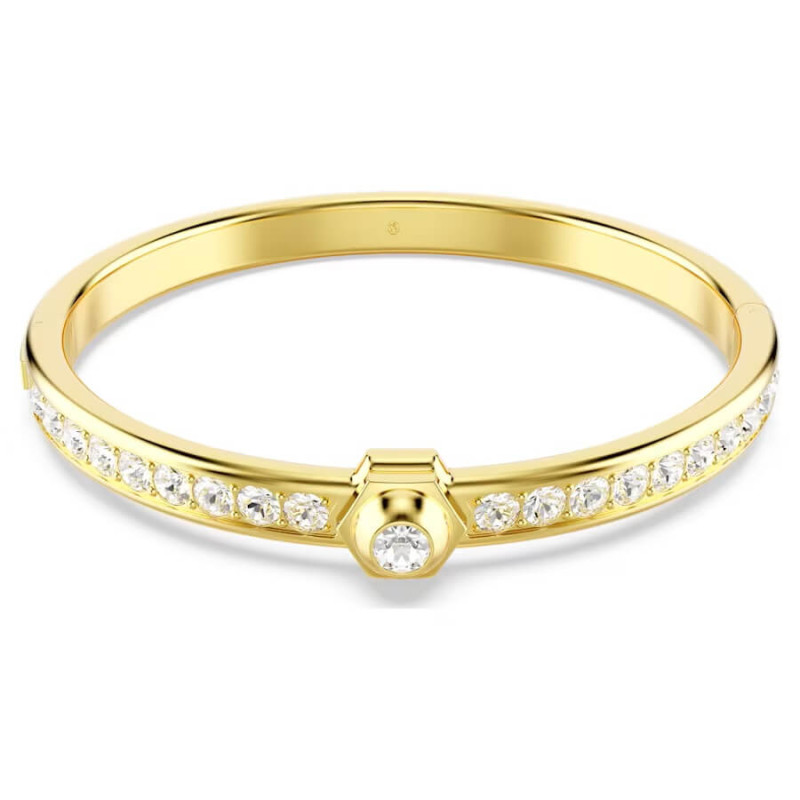 NUMINA BANGLE, ROUND CUT, WHITE, GOLD PLATED