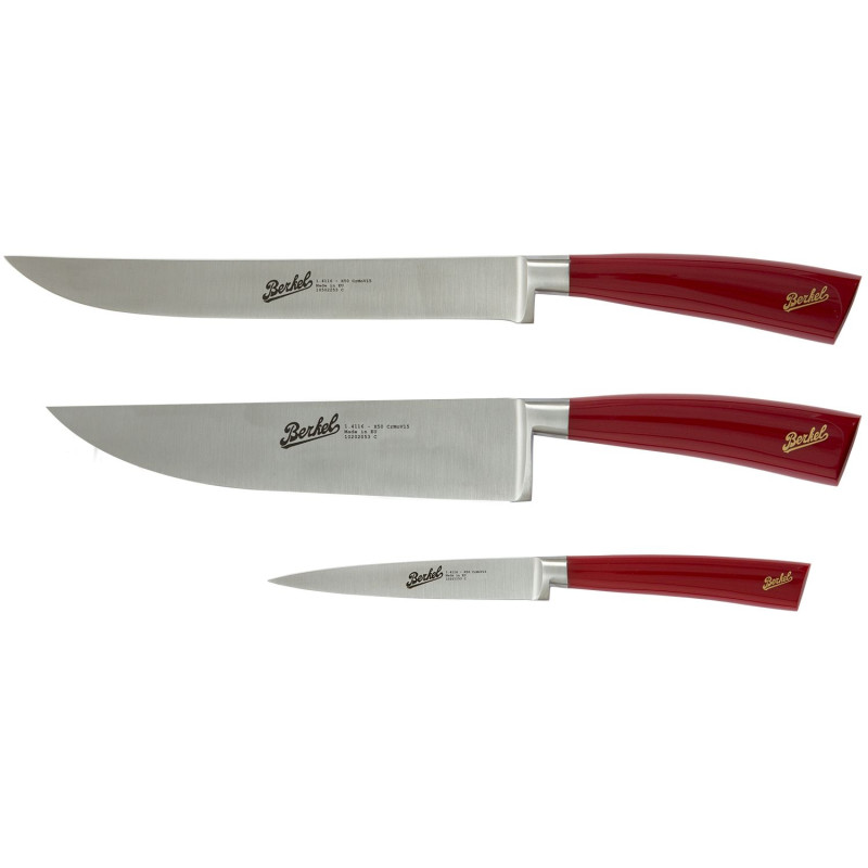 SET OF 3 CHEF KNIVES, RED ELEGANCE