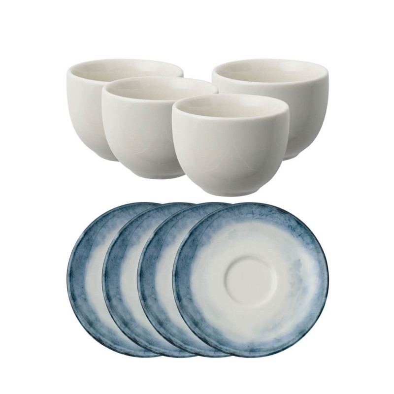 SET OF 4 COFFEE CUPS WITH SAUCER, SHADE SEA