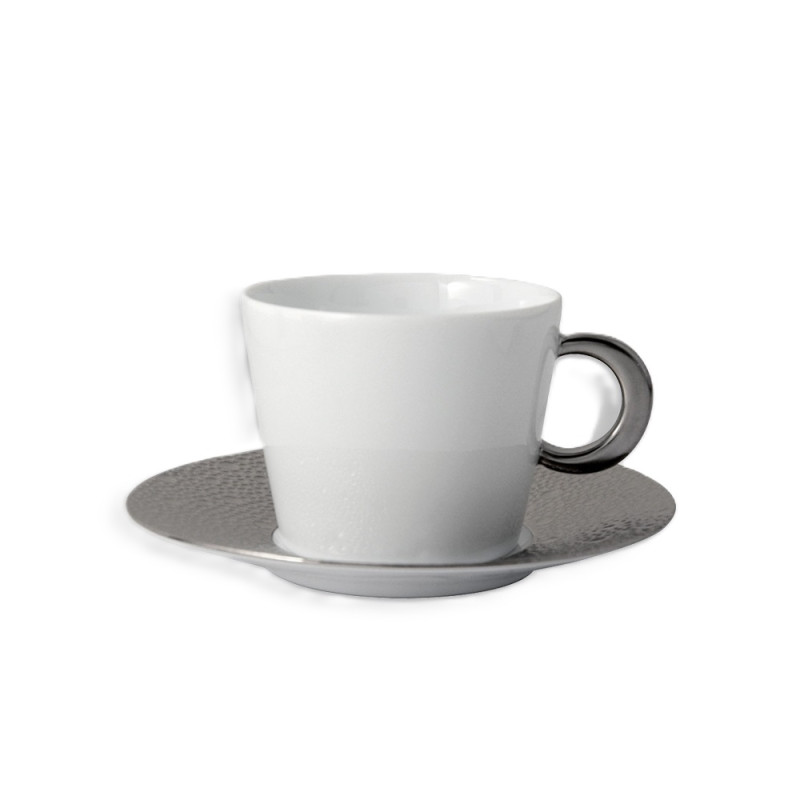 TEA CUP WITH SAUCER, ECUME PLATINUM