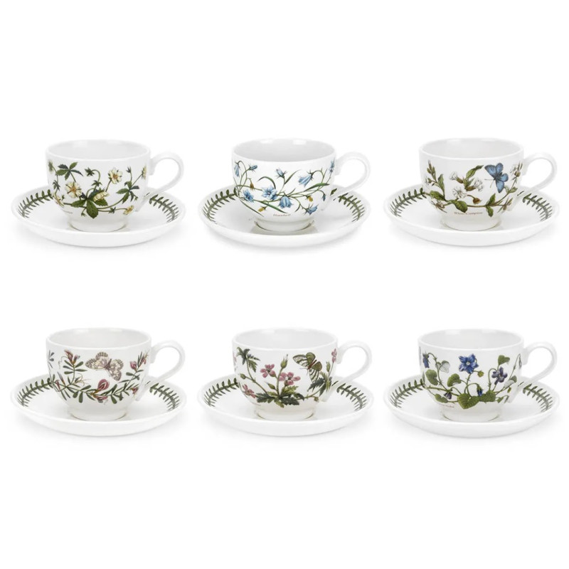 SET OF 6 TEA CUPS WITH SAUCER, BOTANIC GARDEN