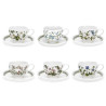 SET OF 6 TEA CUPS WITH SAUCER, BOTANIC GARDEN