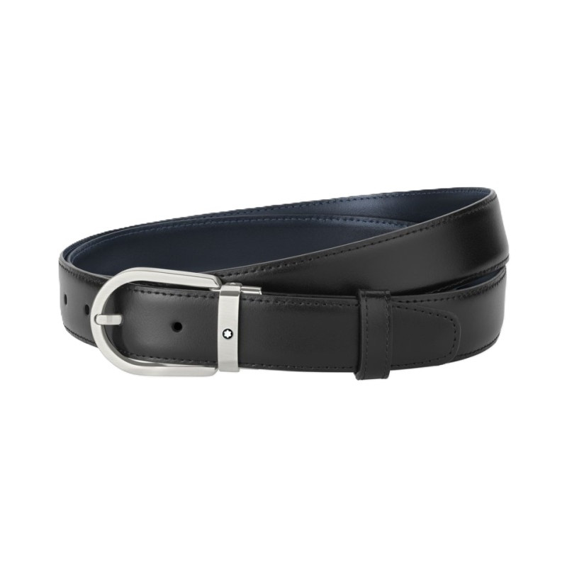 HORSESHOE BUCKEL REVERSIBLE BLACK/BLUE BELT 126024