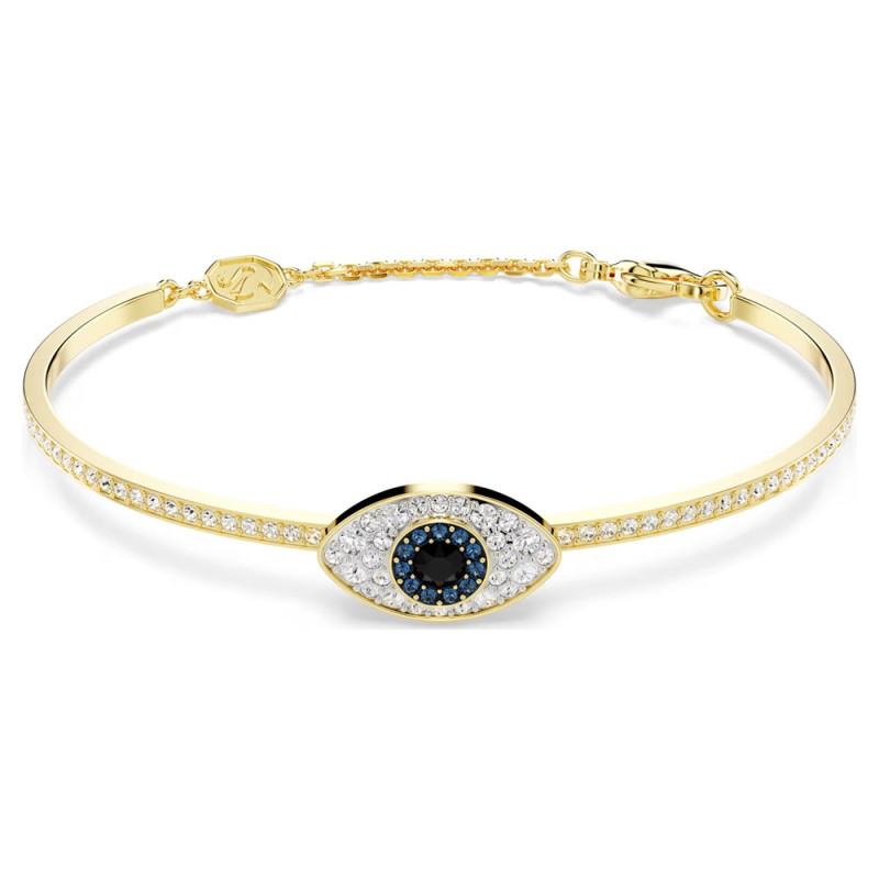 SYMBOLICA BANGLE, EVIL EYE, BLU, GOLD TONE PLATED