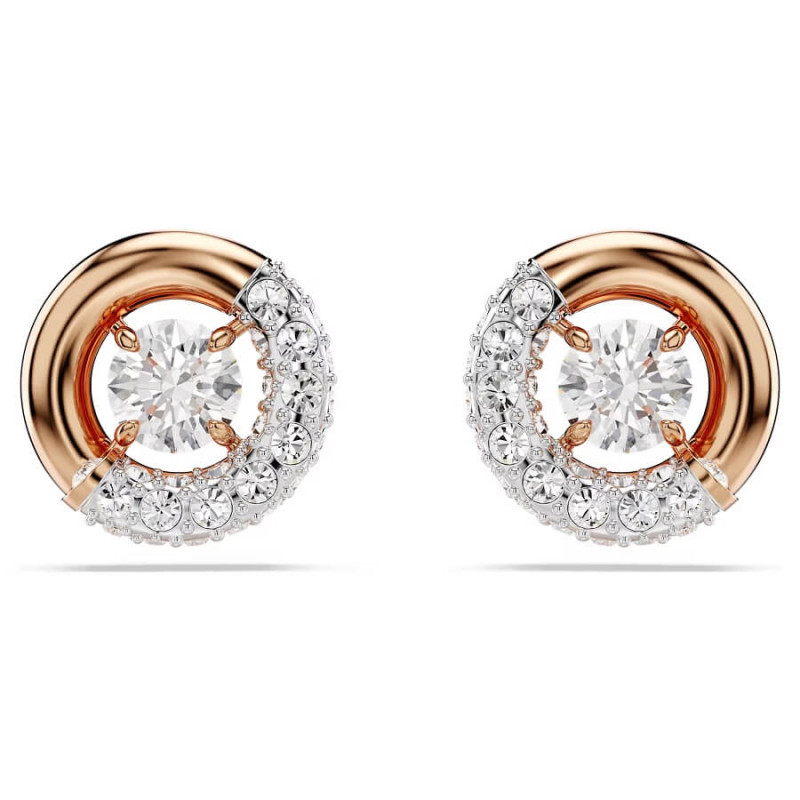 DEXTERA PIERCED EARRINGS, WHITE, ROSE GOLD TONE PLATED 5692258