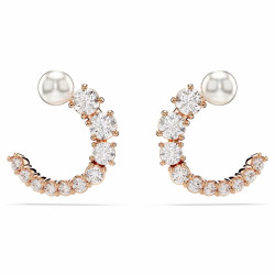 MATRIX HOOP EARRINGS, CRYSTAL PEARL