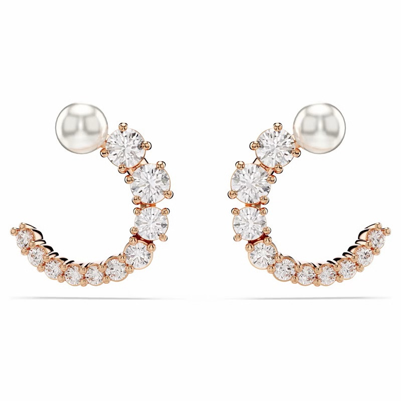 MATRIX HOOP EARRINGS, CRYSTAL PEARL