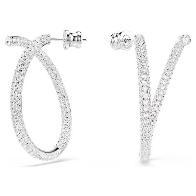 DEXTERA PIERCED EARRINGS HOOP WHITE, RHODIUM PLATED 5695939