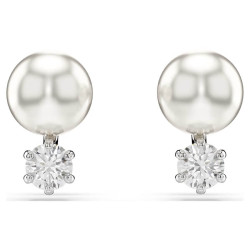 MATRIX STUD EARRINGS WHITE, CRYSTAL PEARL, RHODIUM PLATED 5694225