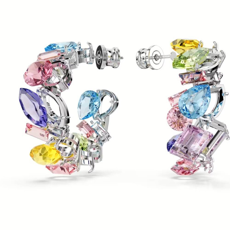 GEMA HOOP EARRINGS MULTICOLOR, RHODIUM PLATED 5692412