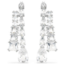 MATRIX DROP EARRINGS, WHITE, RHODIUM PLATED 5692515