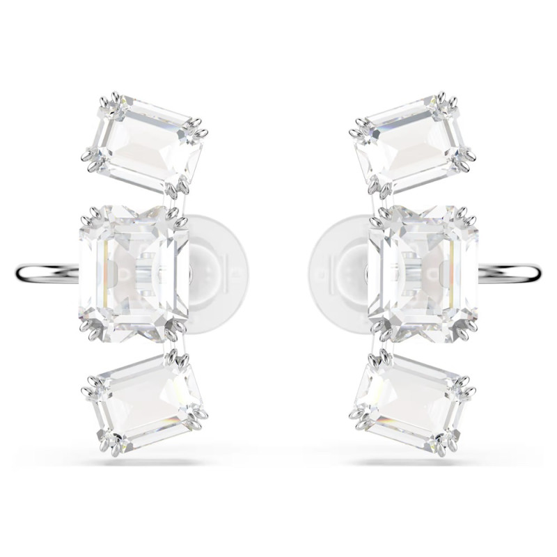 MILLENIA CLIP EARRINGS WHITE, RHODIUM PLATED 5701274