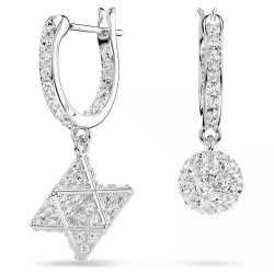 DEXTERA:DROP EARRINGS, WHITE, RHODIUM PLATED 5693194