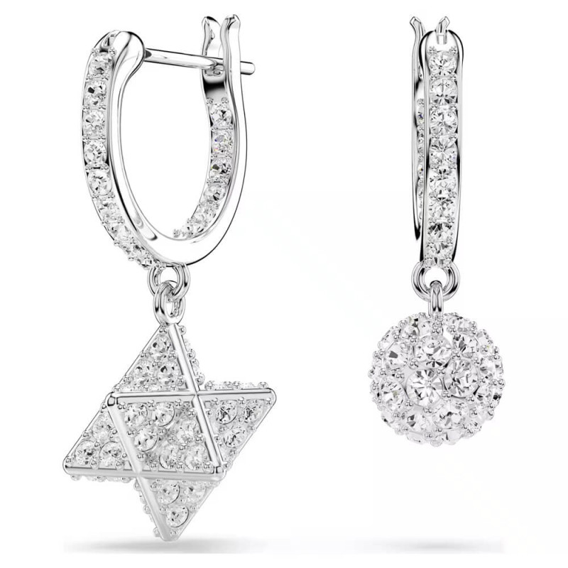 DEXTERA:DROP EARRINGS, WHITE, RHODIUM PLATED 5693194