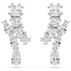 MATRIX DROP EARRINGS, WHITE, RHODIUM PLATED 5700418