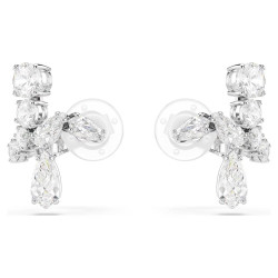 MATRIX CLIP EARRINGS, WHITE, RHODIUM PLATED 5692523