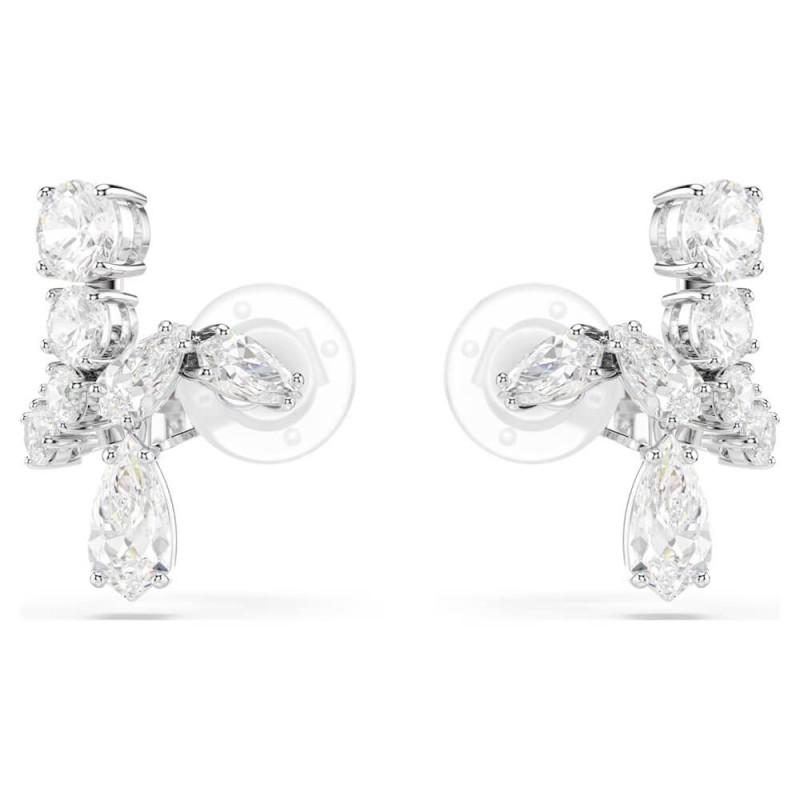 MATRIX CLIP EARRINGS, WHITE, RHODIUM PLATED 5692523