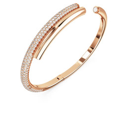 DEXTERA BANGLE, WHITE, ROSE GOLD-TONE PLATED