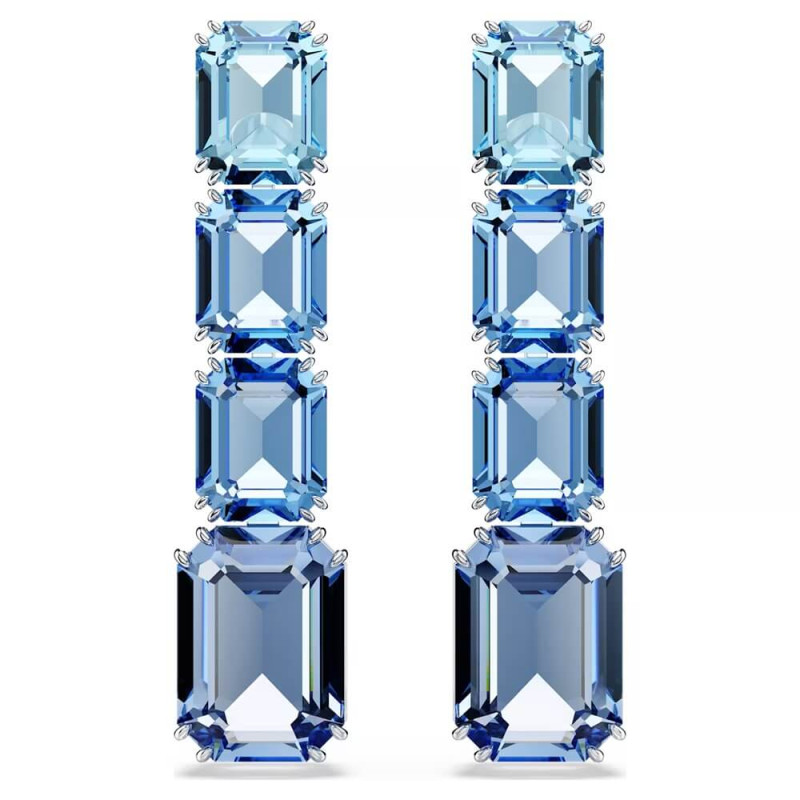 MILLENIA DROP EARRINGS, BLUE, RHODIUM PLATED 5696516