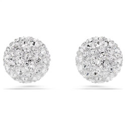 DEXTERA STUD EARRINGS, SPHERE, WHITE, RHODIUM PLATED 5700290