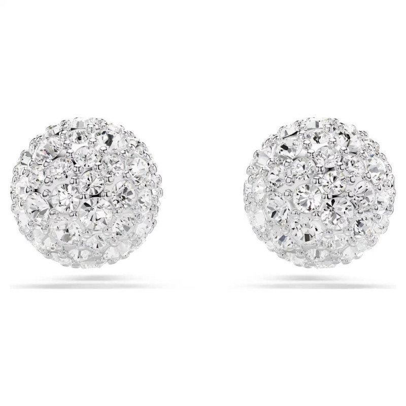 DEXTERA STUD EARRINGS, SPHERE, WHITE, RHODIUM PLATED 5700290