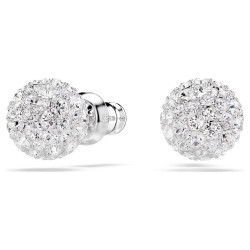 DEXTERA STUD EARRINGS, SPHERE, WHITE, RHODIUM PLATED 5700290