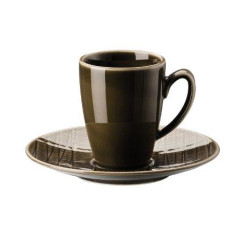 TAZZA ESPRESSO CON PIATTO, MESH NOCE