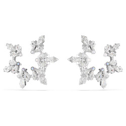 IDYLLIA CLIP EARRINGS, SNOWFLAKE, WHITE, RHODIUM PLATED 5692641