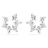 IDYLLIA CLIP EARRINGS, SNOWFLAKE, WHITE, RHODIUM PLATED 5692641