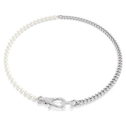 COLLANA DEXTERA, CRYSTAL PEARLS, BIANCO, PLACCATO RODIO 5689634