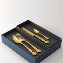 CUTLERY SET OF 24 PIECES, FLORA GOLD PVD