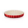 RED CHERRY FLUTED FAN DISH, STONEWARE