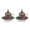 SET OF 2 COFFE CUPS, LIDS & SAUCER, ORIENTE ITALIANO