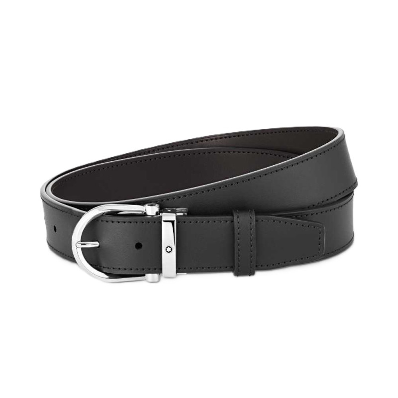 REVERSIBLE LEATHER BELT BLACK/BROWN 35 MM - 128783