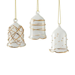 SET OF 3 GLASS BELLS ORNAMENTS