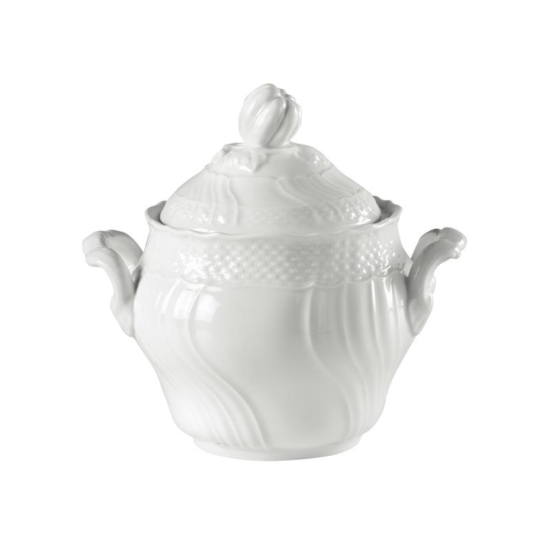 COFFEE SUGAR BOWL WITH COVER FOR 12 - 0490 VECCHIO GINORI WHITE